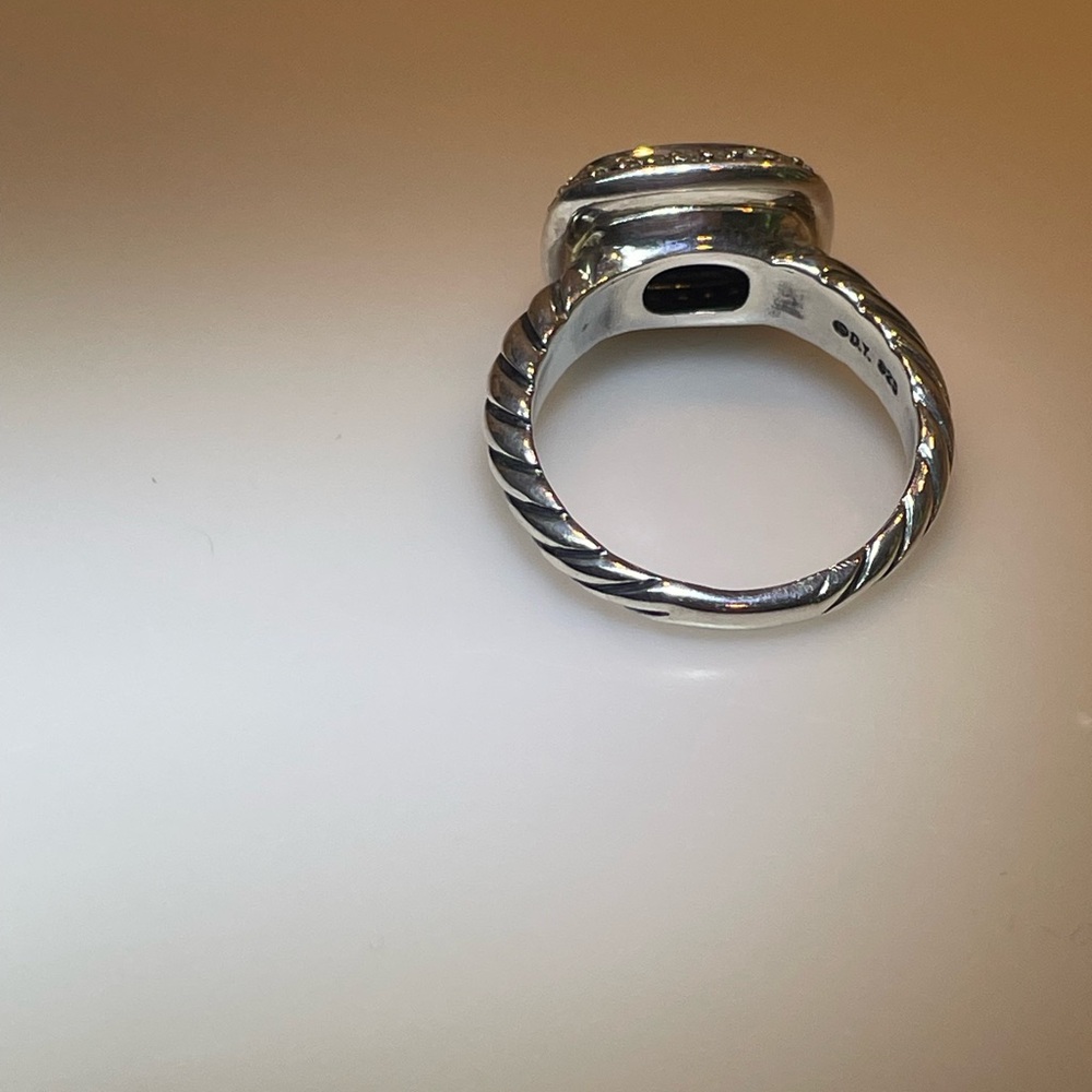 David Yurman Silver Cable Ring with Hematite and diamonds - Picture 4 of 5